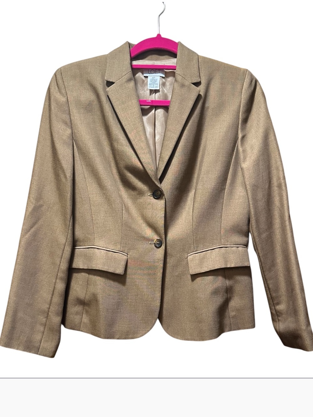 LOFT Metallic Taupe Two-Button Tailored Blazer